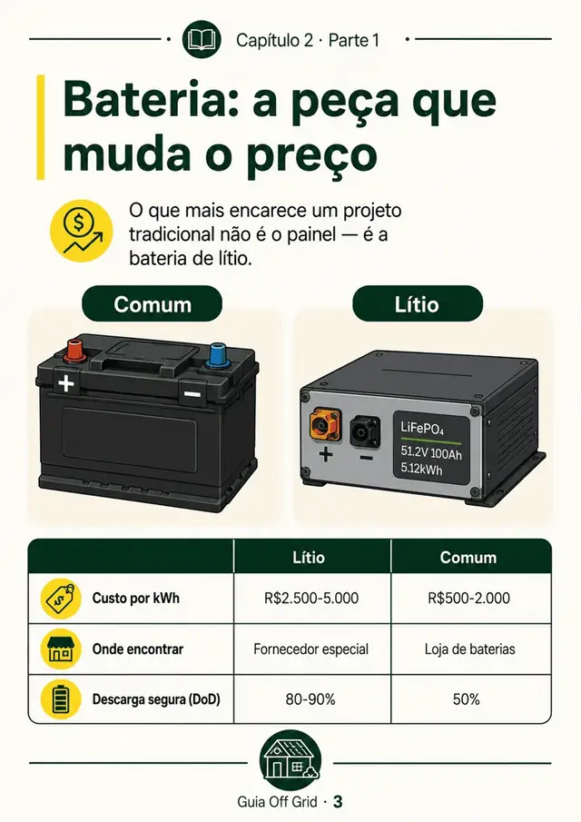 Página do guia: bateria, a peça que muda o preço